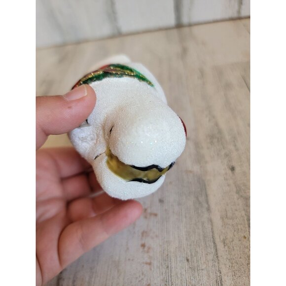 Vintage polar bear glitter blown glass golf ornament Xmas - Picture 4 of 8